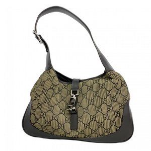 Gucci Jackie 001 3306 Shoulder Bag in Nylon Canvas Khaki and Dark Brown, Wome...